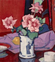 Rosa roser, kinesisk vase
